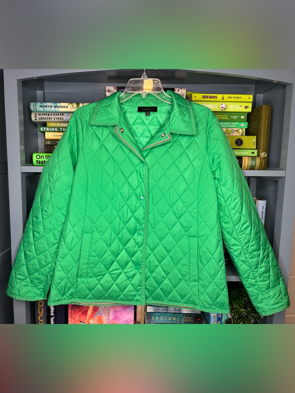 Talbots Bright Green Quilted Snap-Front Jacket